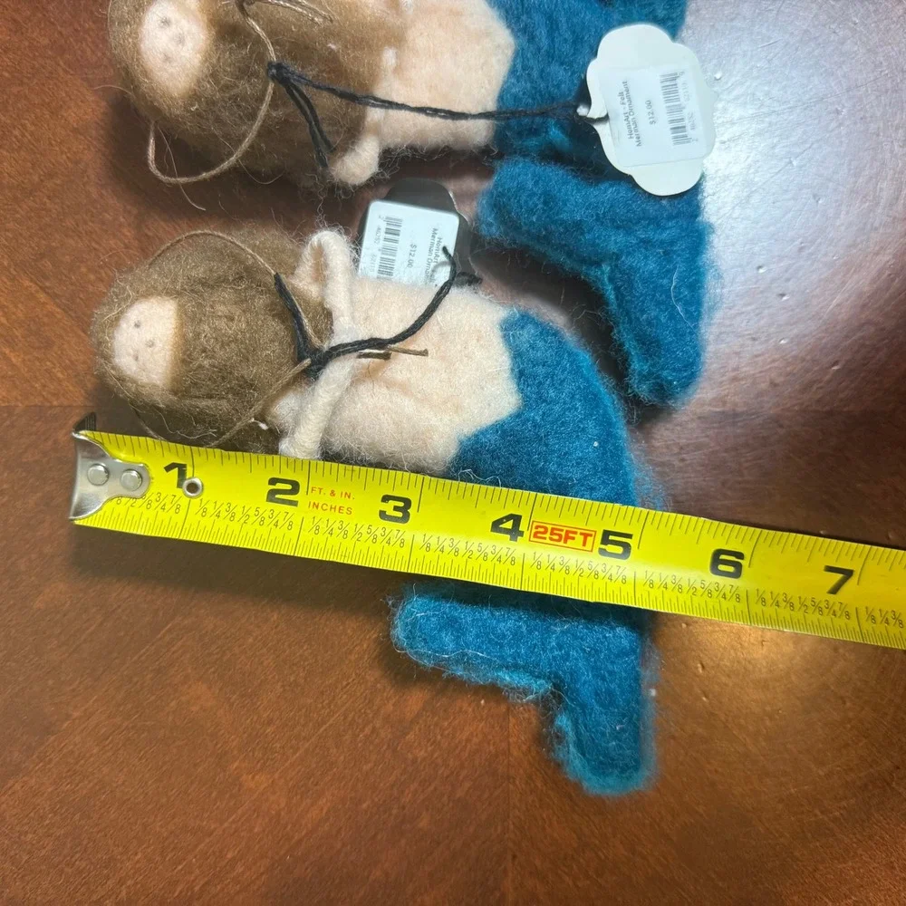 Set‎ of 3 Felt Mermaid Ornaments Teal Blue Brown Hair Holiday Decor
